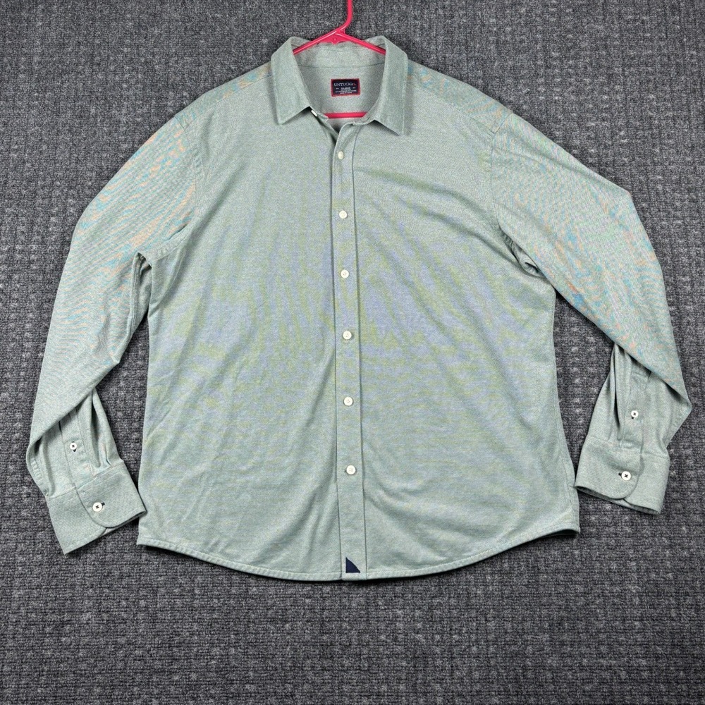 UNTUCKit Classic Fit Coolmax Button Down Shirt XL Sage Green